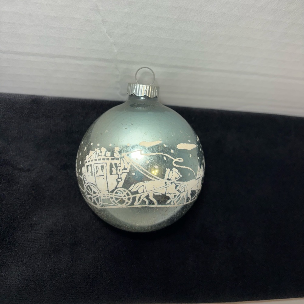 VTG Shiny Brite Stencil Ornament Mercury Glass Christmas Silver Ball